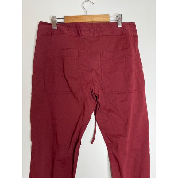 Theory Sidonia T Dark Red Stretch Linen‎ Blend Pant Trouser Cropped Size 6 - Picture 8 of 10